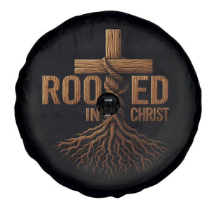 Rooted In Christ Spare Tire Cover Vintage Jesus Christian Cross Bible Verse TS11 Print Your Wear