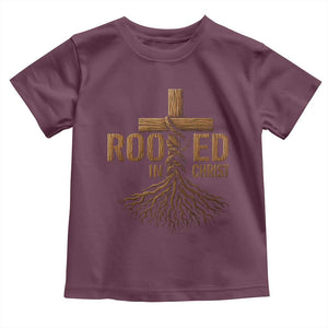 Rooted In Christ Toddler T Shirt Vintage Jesus Christian Cross Bible Verse TS11 Maroon Print Your Wear