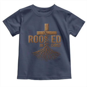 Rooted In Christ Toddler T Shirt Vintage Jesus Christian Cross Bible Verse TS11 Navy Print Your Wear
