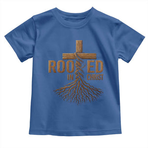 Rooted In Christ Toddler T Shirt Vintage Jesus Christian Cross Bible Verse TS11 Royal Blue Print Your Wear
