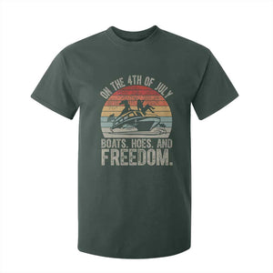 Funny On The 4th Of July Boats Hoes And Freedom T Shirt For Kid TS11 Dark Forest Green Print Your Wear