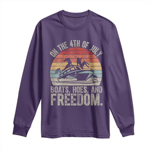 Funny On The 4th Of July Boats Hoes And Freedom Long Sleeve Shirt TS11 Purple Print Your Wear