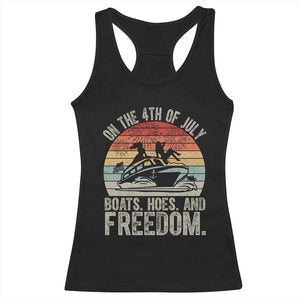Funny On The 4th Of July Boats Hoes And Freedom Racerback Tank Top TS11 Black Print Your Wear