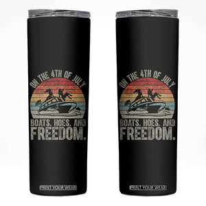 Funny On The 4th Of July Boats Hoes And Freedom Skinny Tumbler TS11 Black Print Your Wear