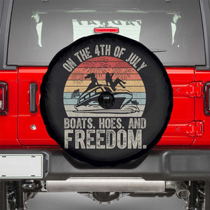 Funny On The 4th Of July Boats Hoes And Freedom Spare Tire Cover TS11 Black Print Your Wear