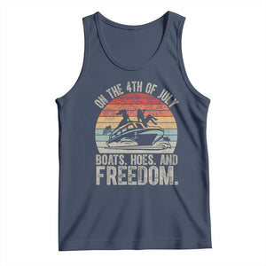 Funny On The 4th Of July Boats Hoes And Freedom Tank Top TS11 Navy Print Your Wear