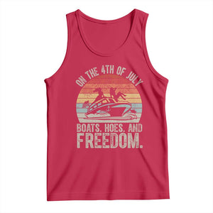 Funny On The 4th Of July Boats Hoes And Freedom Tank Top TS11 Red Print Your Wear