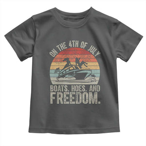 Funny On The 4th Of July Boats Hoes And Freedom Toddler T Shirt TS11 Dark Heather Print Your Wear