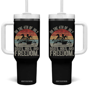 Funny On The 4th Of July Boats Hoes And Freedom Tumbler With Handle TS11 One Size: 40 oz Black Print Your Wear