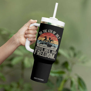 Funny On The 4th Of July Boats Hoes And Freedom Tumbler With Handle TS11 Print Your Wear