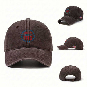 Funny Dump Him Like It's 1776 Washed Cotton Baseball Cap Stars Political Sattire TS11 Washed Cap Universal Fit Dark Brown Print Your Wear