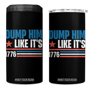 Funny Dump Him Like It's 1776 4 in 1 Can Cooler Tumbler Star And Stripes TS11 One Size: 16 oz Black Print Your Wear