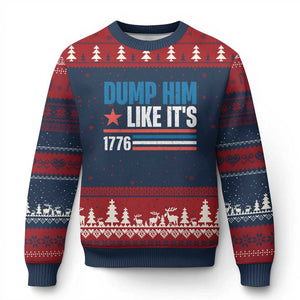Funny Dump Him Like It's 1776 Ugly Christmas Sweater Star And Stripes TS11 Navy Red Print Your Wear