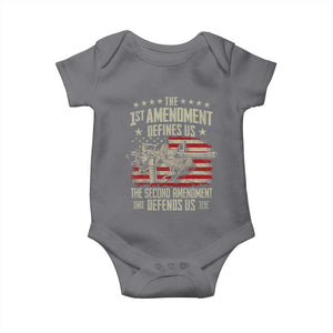 The 1st Amendment Defines Us The Second Defends Us Since 1791 Baby Onesie Vintage American Flag TS11 Charcoal Print Your Wear