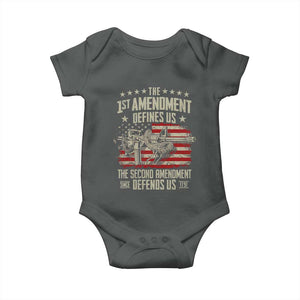 The 1st Amendment Defines Us The Second Defends Us Since 1791 Baby Onesie Vintage American Flag TS11 Dark Heather Print Your Wear