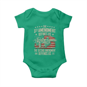 The 1st Amendment Defines Us The Second Defends Us Since 1791 Baby Onesie Vintage American Flag TS11 Irish Green Print Your Wear