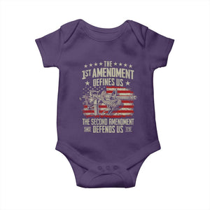 The 1st Amendment Defines Us The Second Defends Us Since 1791 Baby Onesie Vintage American Flag TS11 Purple Print Your Wear