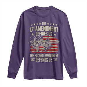 The 1st Amendment Defines Us The Second Defends Us Since 1791 Long Sleeve Shirt Vintage American Flag TS11 Purple Print Your Wear