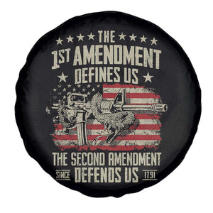 The 1st Amendment Defines Us The Second Defends Us Since 1791 Spare Tire Cover Vintage American Flag TS11 Print Your Wear