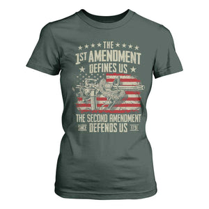 The 1st Amendment Defines Us The Second Defends Us Since 1791 T Shirt For Women Vintage American Flag TS11 Dark Forest Green Print Your Wear