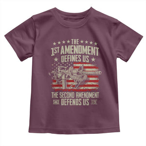 The 1st Amendment Defines Us The Second Defends Us Since 1791 Toddler T Shirt Vintage American Flag TS11 Maroon Print Your Wear