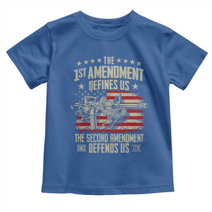The 1st Amendment Defines Us The Second Defends Us Since 1791 Toddler T Shirt Vintage American Flag TS11 Royal Blue Print Your Wear