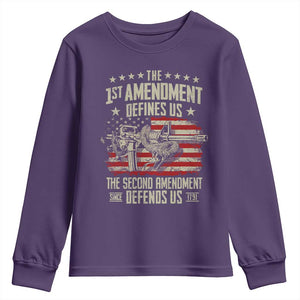 The 1st Amendment Defines Us The Second Defends Us Since 1791 Youth Sweatshirt Vintage American Flag TS11 Purple Print Your Wear