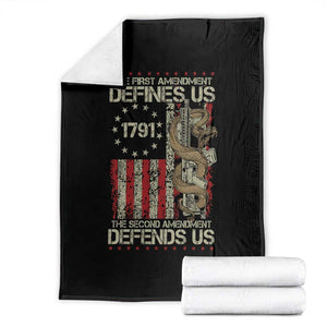 The First Amendment Defines Us The Second Defend Us Throw Blanket Vintage American Flag TS11 Black Print Your Wear