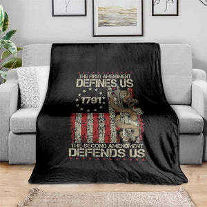 The First Amendment Defines Us The Second Defend Us Throw Blanket Vintage American Flag TS11 Print Your Wear