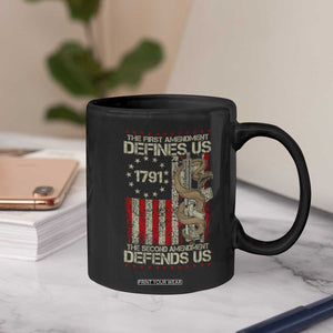 The First Amendment Defines Us The Second Defend Us Coffee Mug Vintage American Flag TS11 Print Your Wear
