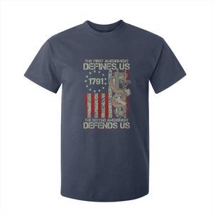 The First Amendment Defines Us The Second Defend Us T Shirt For Kid Vintage American Flag TS11 Navy Print Your Wear