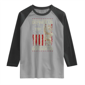 The First Amendment Defines Us The Second Defend Us Raglan Shirt Vintage American Flag TS11 Sport Gray Black Print Your Wear