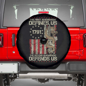 The First Amendment Defines Us The Second Defend Us Spare Tire Cover Vintage American Flag TS11 Black Print Your Wear