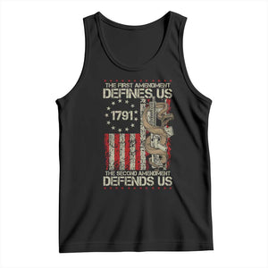 The First Amendment Defines Us The Second Defend Us Tank Top Vintage American Flag TS11 Black Print Your Wear