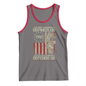 The First Amendment Defines Us The Second Defend Us Tank Top Vintage American Flag TS11 Deep Heather Red Print Your Wear