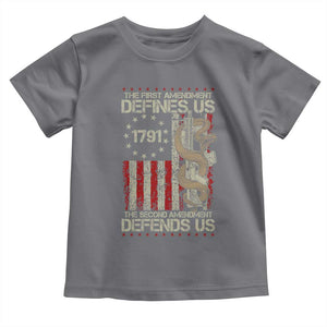 The First Amendment Defines Us The Second Defend Us Toddler T Shirt Vintage American Flag TS11 Charcoal Print Your Wear