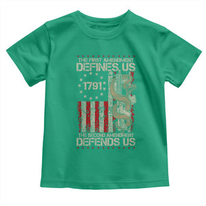 The First Amendment Defines Us The Second Defend Us Toddler T Shirt Vintage American Flag TS11 Irish Green Print Your Wear
