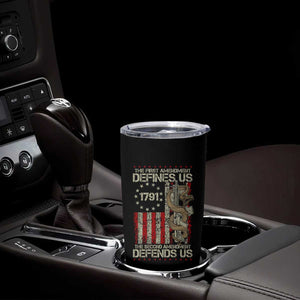 The First Amendment Defines Us The Second Defend Us Tumbler Cup Vintage American Flag TS11 Print Your Wear