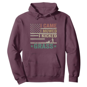 Funny I Came I Mowed I Kicked Grass Hoodie Lawn Mowing Gardener TS11 Maroon Print Your Wear