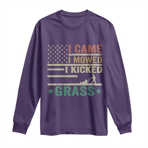 Funny I Came I Mowed I Kicked Grass Long Sleeve Shirt Lawn Mowing Gardener TS11 Purple Print Your Wear