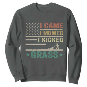 Funny I Came I Mowed I Kicked Grass Sweatshirt Lawn Mowing Gardener TS11 Dark Heather Print Your Wear