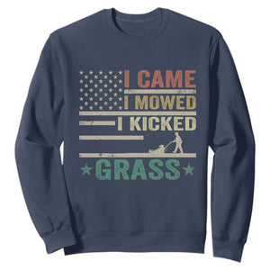 Funny I Came I Mowed I Kicked Grass Sweatshirt Lawn Mowing Gardener TS11 Navy Print Your Wear