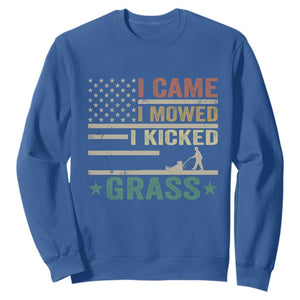 Funny I Came I Mowed I Kicked Grass Sweatshirt Lawn Mowing Gardener TS11 Royal Blue Print Your Wear