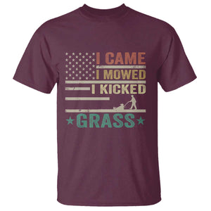 Funny I Came I Mowed I Kicked Grass T Shirt Lawn Mowing Gardener TS11 Maroon Print Your Wear
