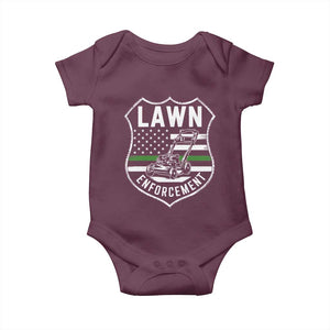 Funny Lawn Enforcement Baby Onesie Gardening Lawn Mower American Flag TS11 Maroon Print Your Wear