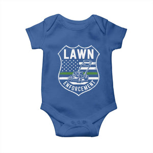 Funny Lawn Enforcement Baby Onesie Gardening Lawn Mower American Flag TS11 Royal Blue Print Your Wear