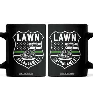 Funny Lawn Enforcement Coffee Mug Gardening Lawn Mower American Flag TS11 Black Print Your Wear