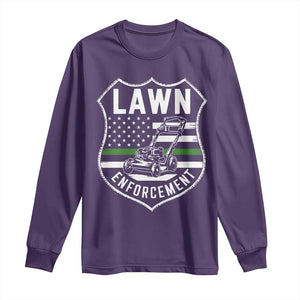 Funny Lawn Enforcement Long Sleeve Shirt Gardening Lawn Mower American Flag TS11 Purple Print Your Wear