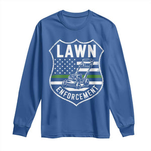 Funny Lawn Enforcement Long Sleeve Shirt Gardening Lawn Mower American Flag TS11 Royal Blue Print Your Wear