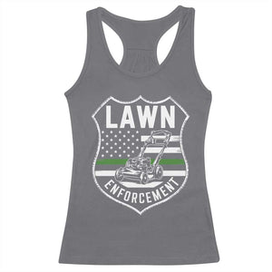 Funny Lawn Enforcement Racerback Tank Top Gardening Lawn Mower American Flag TS11 Charcoal Print Your Wear
